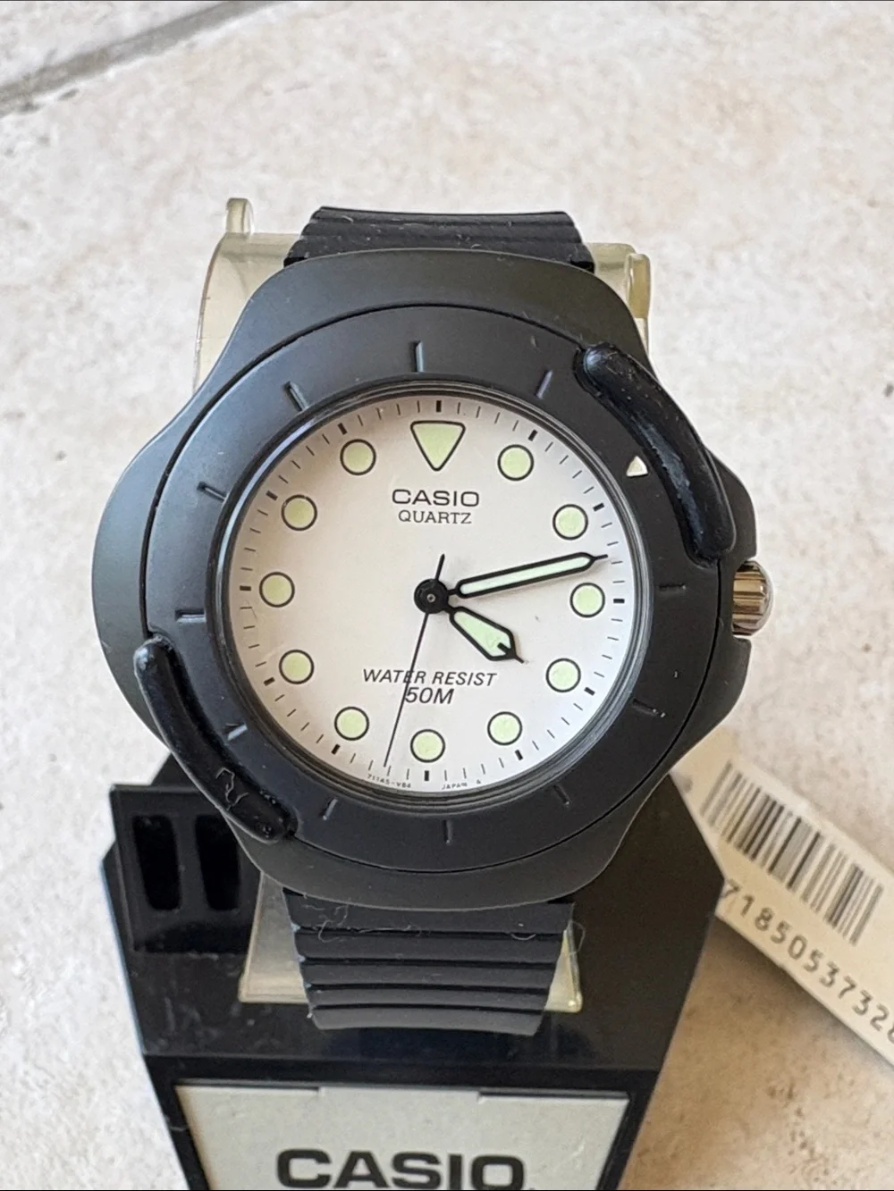 Casio Black Watch with White Dial and Luminous Markers